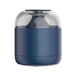 Removedor de pelusas recargable Black+Decker, vista frontal del dispositivo en color azul con depósito transparente