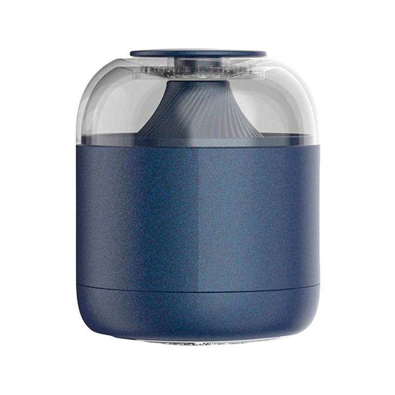 Removedor de pelusas recargable Black+Decker, vista frontal del dispositivo en color azul con depósito transparente