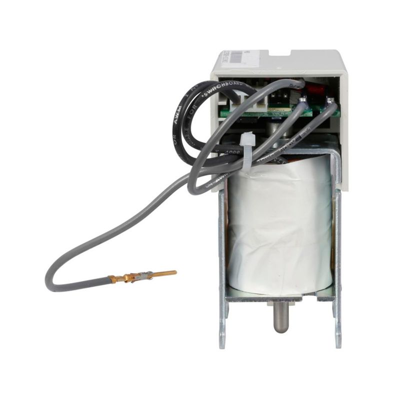 Bobina de cierre 110-127 VAC Eaton, vista lateral detallando el cableado gris y el núcleo envuelto en plástico blanco