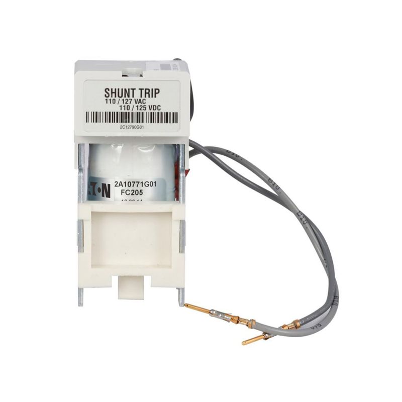 Bobina de disparo Magnum 110-127 VAC MST1 2A11791G01 Eaton, vista frontal con cables grises y terminales doradas