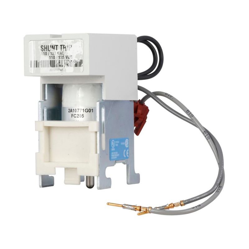 Bobina de disparo Magnum 110-127 VAC MST1 2A11791G01 Eaton, vista frontal detallando cables grises y negros con terminales