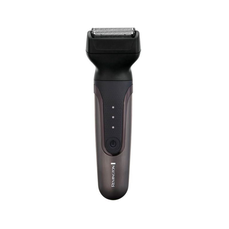 Kit afeitadora multifuncional todo en 1 9 pz Remington, vista frontal del dispositivo eléctrico en color negro