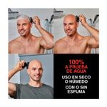 Afeitadora de cabeza carga USB Remington, collage con hombre usando el equipo y texto sobre resistencia al agua