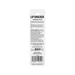 Brillo labial hidratante sabor fresa Lip Smacker, parte posterior del empaque con lista de ingredientes y código de barras