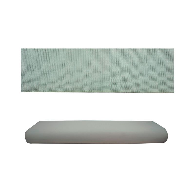 Malla de refuerzo geotextil rollo Sur, detalle del tejido y el rollo enrollado en color gris claro