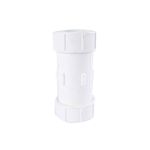Unión reparación PVC agua potable de 2 pulgadas Durman, pieza de color blanco vista desde un ángulo frontal