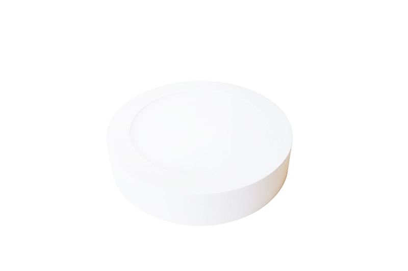 Panel superficial modelo Viva RD 18 W 3000 K Sylvania, vista frontal del difusor circular blanco