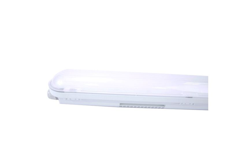 Luminaria water proof 48 pulgadas 4400 lm 40 W 3/4/5 K 120-277 V IP67 0-10 V Ilukon, vista lateral del perfil blanco