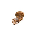 Lámpara de techo reflectora bronce satinado 1L E14 40W Sinsa, vista en ángulo con difusor de vidrio transparente