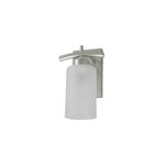 Lámpara pared Artemis níquel mate 1 luz E27 60 W Designers Lighting, vista frontal con pantalla de vidrio blanco opalino