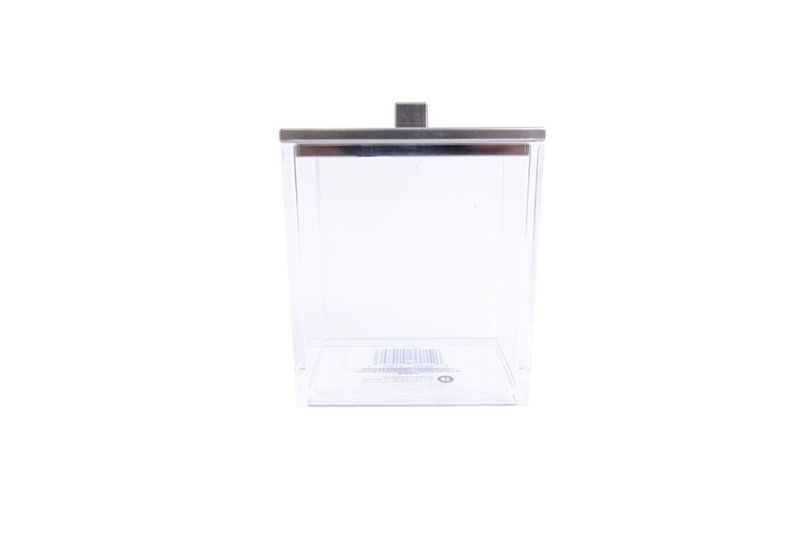Caja organizadora para baño acrílico 4.5 pulgadas Clarity Collection iDesign, vista frontal del recipiente vacío