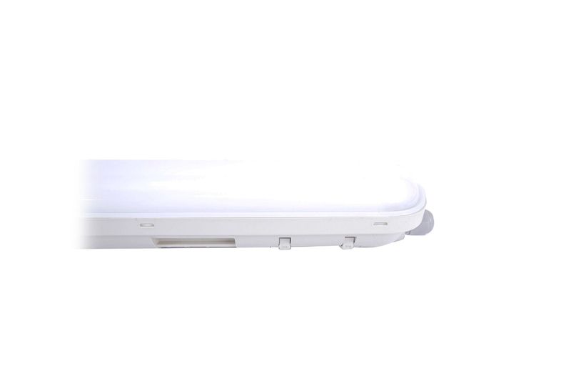 Luminaria WP Eco LED 40 W 4800 lm 6500 K IP65 100-277 V Ilukon, vista lateral del perfil delgado y blanco