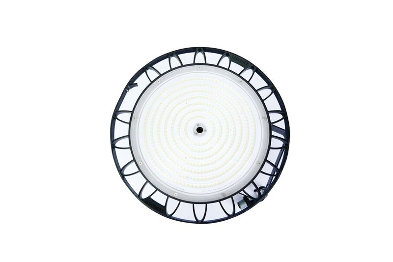 Highbay Performance 200 W 857 28000 lm 100-277 V IP65 DIM 3ra G Ledvance, vista frontal del lente con LEDs circulares