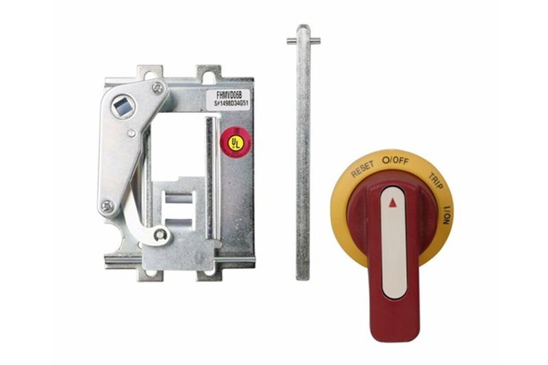 Red handle de 24 pulgadas Eaton, conjunto despiezado con mecanismo metálico, eje y mando giratorio rojo y amarillo