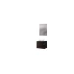 Mueble para baño Oakbrook 50x40 con espejo 50x80 Sinsa, vista frontal con lavamanos blanco sobre mueble oscuro