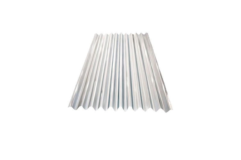 Lámina zinc aluminizada C-26 ondulado 2.60 metros Alutech, vista frontal completa del panel metálico plateado