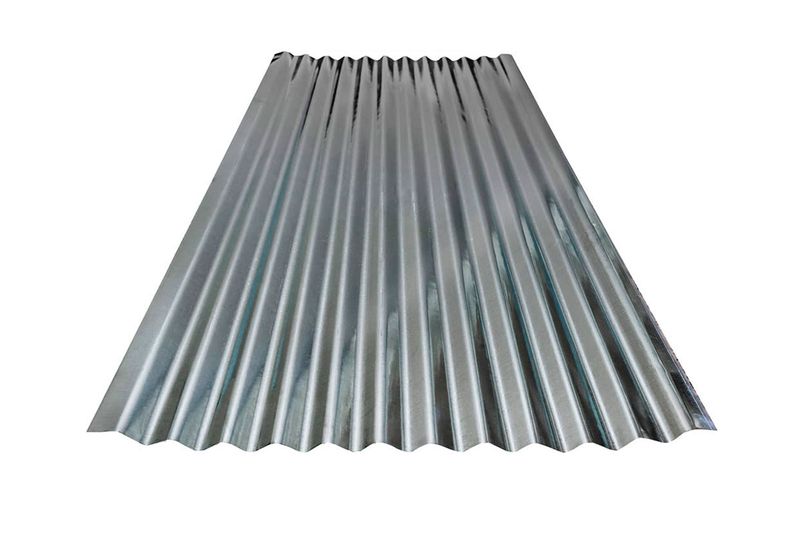 Lámina zinc aluminizada C-26 ondulado 1.60 metros Alutech, vista frontal completa del panel metálico brillante