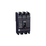 Main breaker EZC 3x30A Schneider Electric, vista frontal del interruptor negro con palanca de accionamiento y bornes