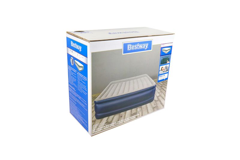 Colchón inflable Tritech 22 King con bomba integrada Bestway, empaque de cartón con ilustración del producto inflado