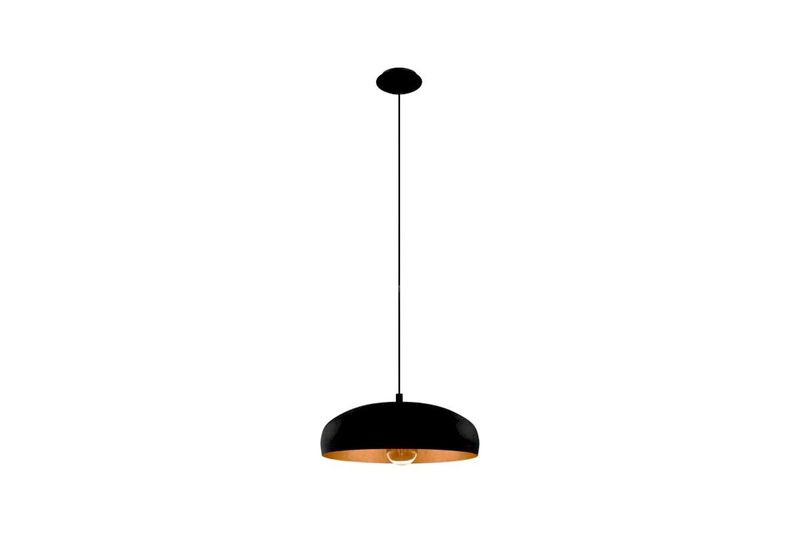 Lámpara de techo colgante Mogano 1 negro/cobre IP20 Eglo, vista frontal centrada con el interior de la pantalla cobre