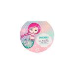 Paleta de maquillaje Smackers sirena Lip Smacker, empaque circular con ilustración de sirena y texto Glitter Palette