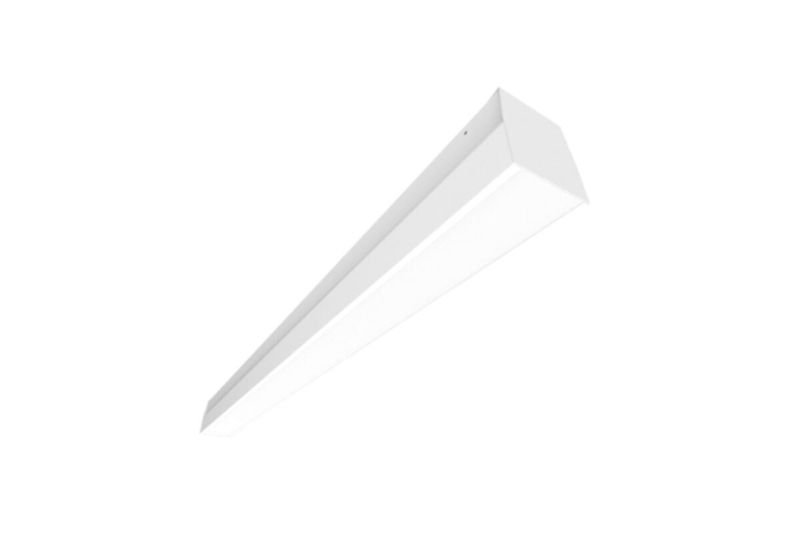Luminaria LED Aria Line 96 4 6000 lm 50 W D15 4000 K, vista en ángulo del cuerpo alargado y color blanco