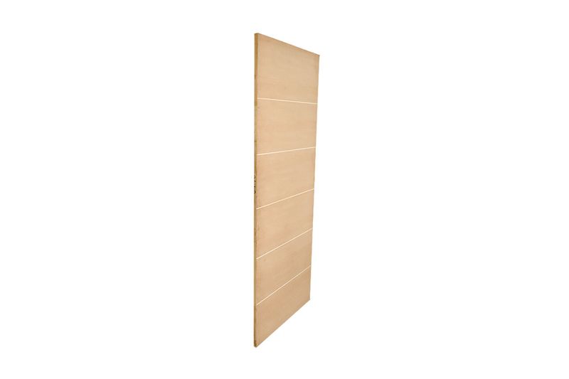 Puerta plywood Toscana de 80 cm x 210 cm Puertas Globales, vista lateral del grosor de la madera y perfil delgado