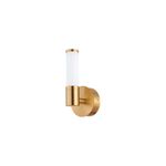 Lámpara de pared Palmera 1 acero cepillado oro 5.7 W Eglo, vista lateral del aplique con difusor cilíndrico blanco