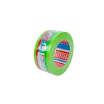 Cinta de enmascarar verde automotriz 50 m x 50 mm Tesa, primer plano del rollo mostrando el núcleo con logo rojo