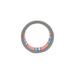 Cinta de ducto universal gris 10 m x 50 mm Tesa, vista frontal del rollo mostrando el interior con diseño rojo y azul