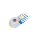 Cinta condiciones extremas transparente Tesa de 3 m x 25 mm, en su empaque blanco y azul con ilustraciones técnicas