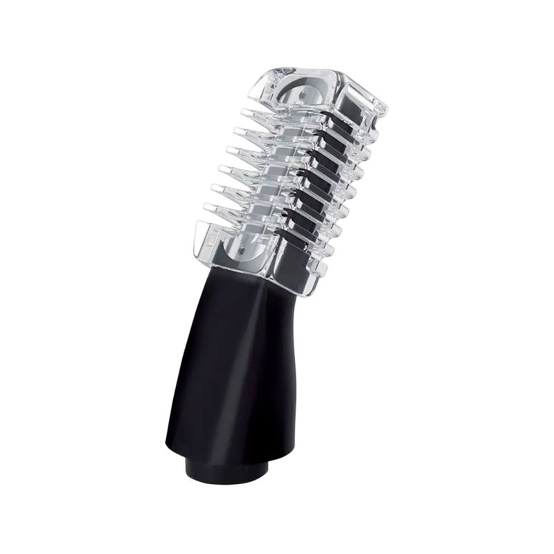 Cortadora de cabello Remington PG6160A, primer plano de un peine guía plástico transparente y negro