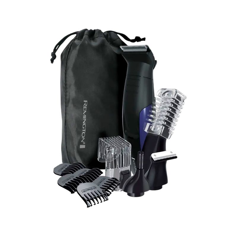 Cortadora de cabello Remington PG6160A, kit completo con peines guía, cabezales intercambiables y bolsa de transporte negra