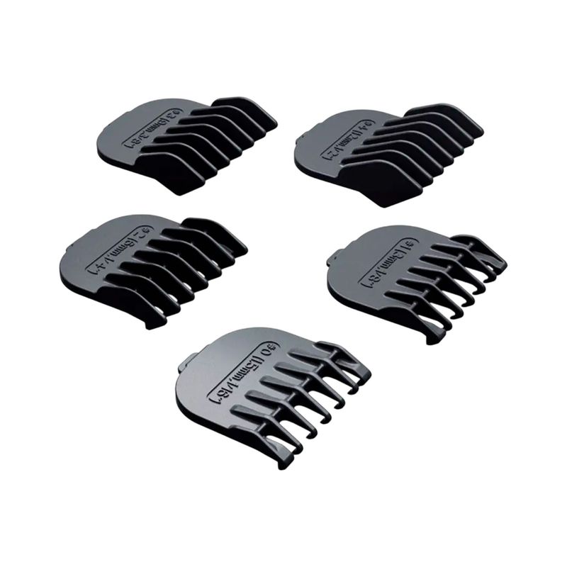 Cortadora de cabello Remington PG6160A, cinco peines guía de plástico negro en diferentes tamaños