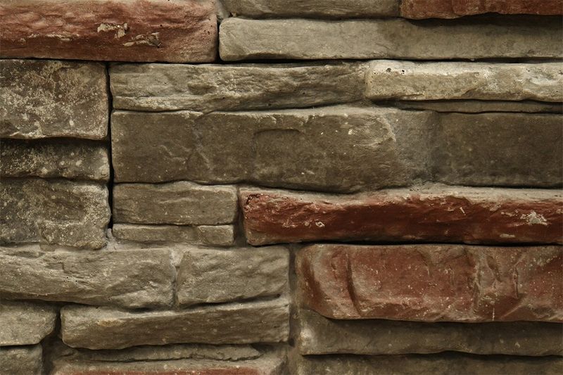 Caja piedra ecológica Kamba plomo Pirka Stone, primer plano detallado de la textura y relieve de las piedras