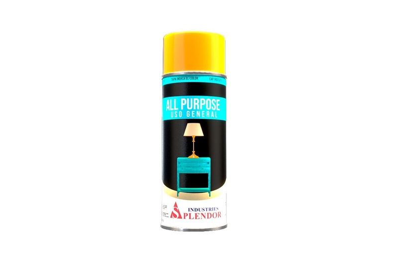 Spray uso general amarillo canario 400 ml #41 Splendor, envase cilíndrico con tapa amarilla y etiqueta frontal