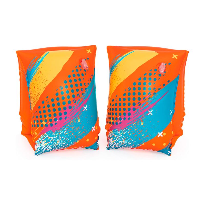 Mangas flotantes para niños 3 a 6 años multicolor Bestway, par de flotadores naranjas con diseño gráfico abstracto