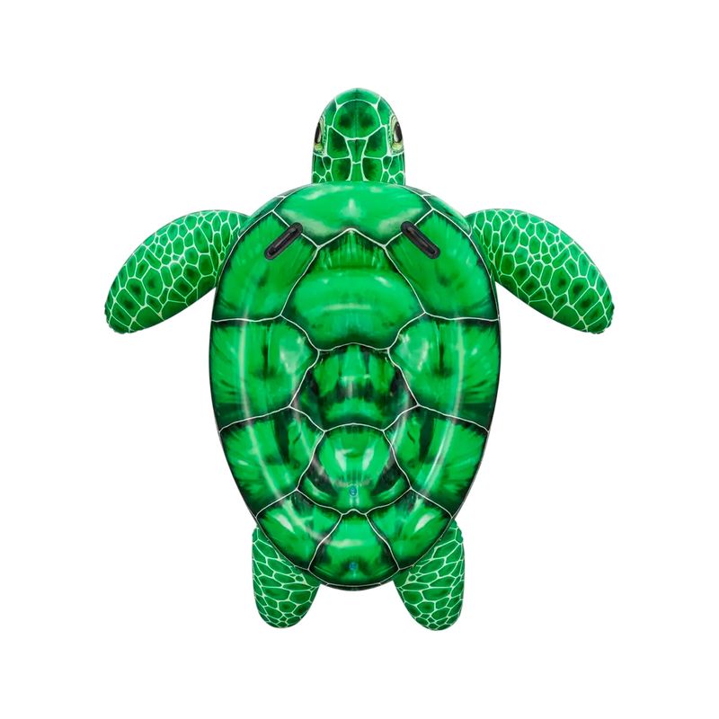 Flotador inflable para niños diseño tortuga verde Bestway, vista superior detallando el caparazón y las aletas