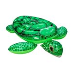 Flotador inflable para niños diseño tortuga verde Bestway, vista superior en ángulo resaltando el caparazón y la cabeza