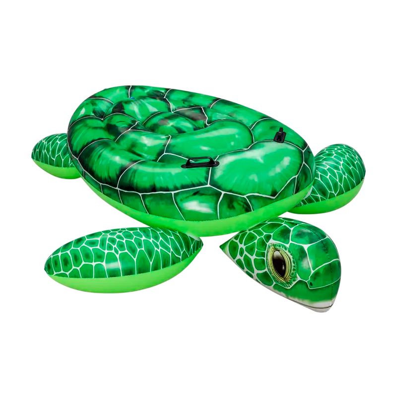 Flotador inflable para niños diseño tortuga verde Bestway, vista superior en ángulo resaltando el caparazón y la cabeza