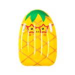 Colchoneta inflable para niños diseño frutas Bestway, vista cenital de modelo con forma de piña amarilla y lentes rojos