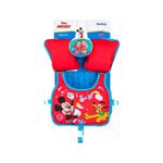 Chaleco flotador infantil con mangas 3 a 6 años Mickey rojo Bestway, vista frontal con ilustración de Mickey y Pluto