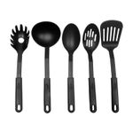 Juego de utensilios para cocina 5 piezas 15 pulgadas nylon negro Chef Craft, cinco piezas dispuestas verticalmente