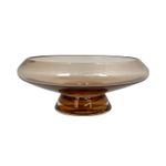 Centro de mesa decorativo 26 x 10 cm Concepts, vista frontal del recipiente de vidrio color ámbar con base circular