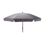 Sombrilla para exterior Alice 220 cm gris ProGarden, vista frontal abierta con poste de madera