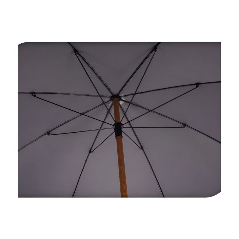 Sombrilla para exterior Alice 220 cm gris ProGarden, vista inferior de la estructura metálica y el poste de madera