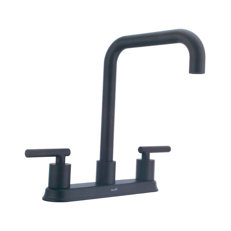 Llave para pantry doble manija negro Pfister, vista diagonal completa del grifo con acabado mate