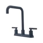 Llave para pantry doble manija negro Pfister, vista frontal del grifo con acabado mate y dos mandos laterales