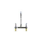Llave para pantry doble manija Chroma Corona, vista frontal con cuello de ganso y conectores inferiores dorados