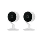 Kit 2 cámara smart pedestal para interior 1080p inalámbrica blanco Nexxt, vista frontal de ambas cámaras sobre fondo blanco